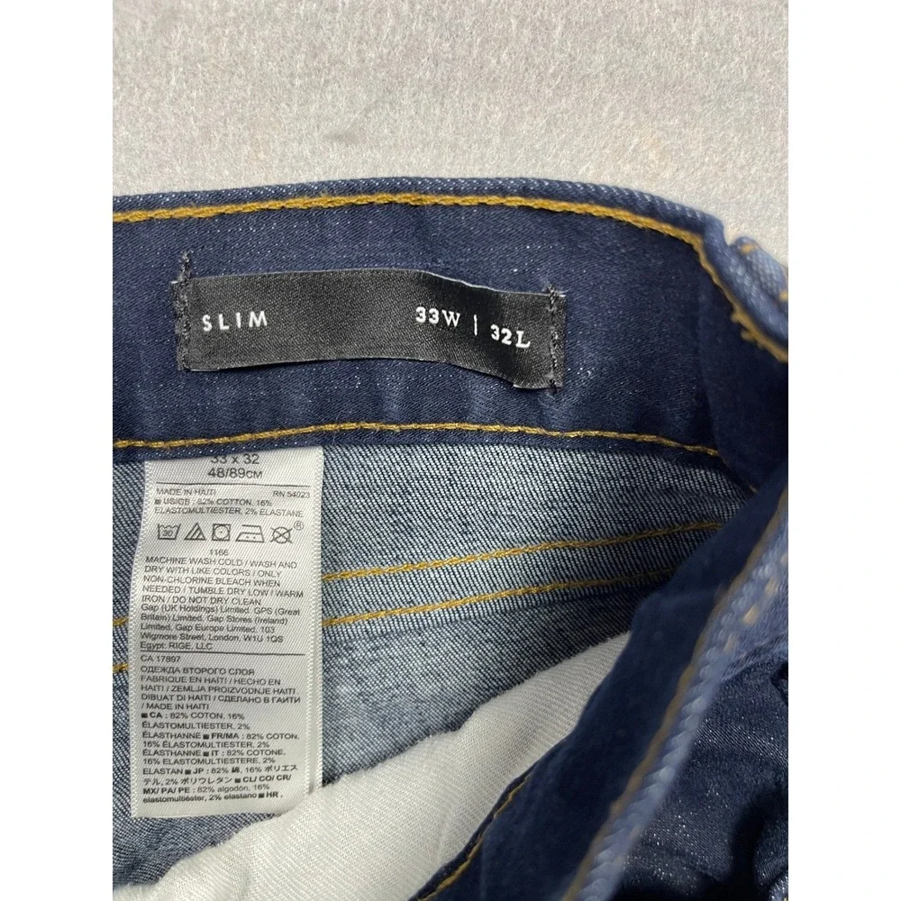 Banana Republic Slim Fit Jeans Mens 33x32 Dark Wash Blue Denim Pants